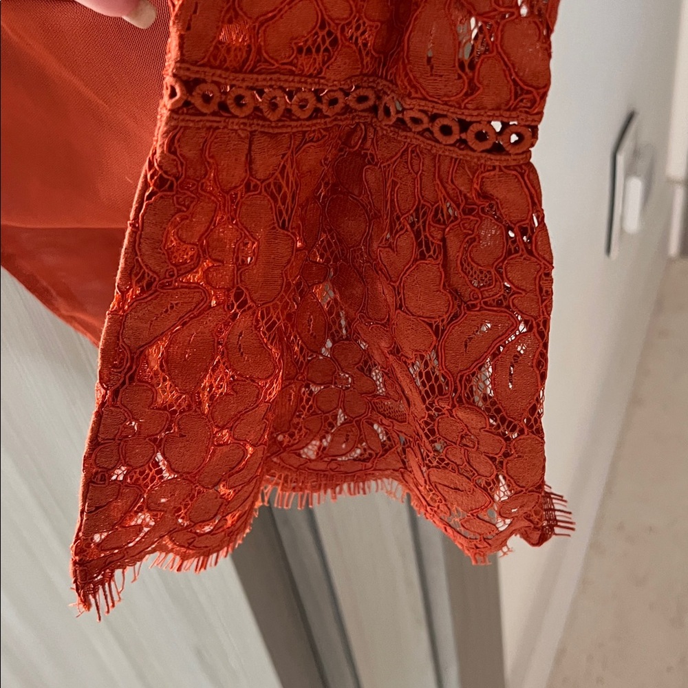 NWT REVOLVE Endless Rose Vibrant burnt orange Lace Bodysuit M - Picture 8 of 12